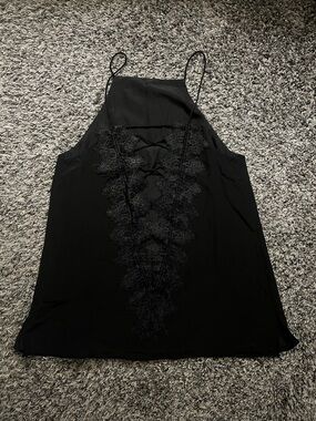 Cami NYC Black Lace-Front Halter Camisole